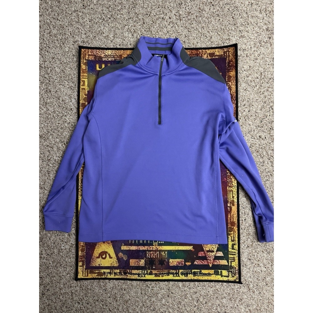 Nike Tour Performance Dri-Fit 1/4 Zip Long Sleeve Purple Polo Shirt Men's Size L